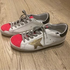Golden Goose Superstar Sneakers - hot pink glitter and black size 37